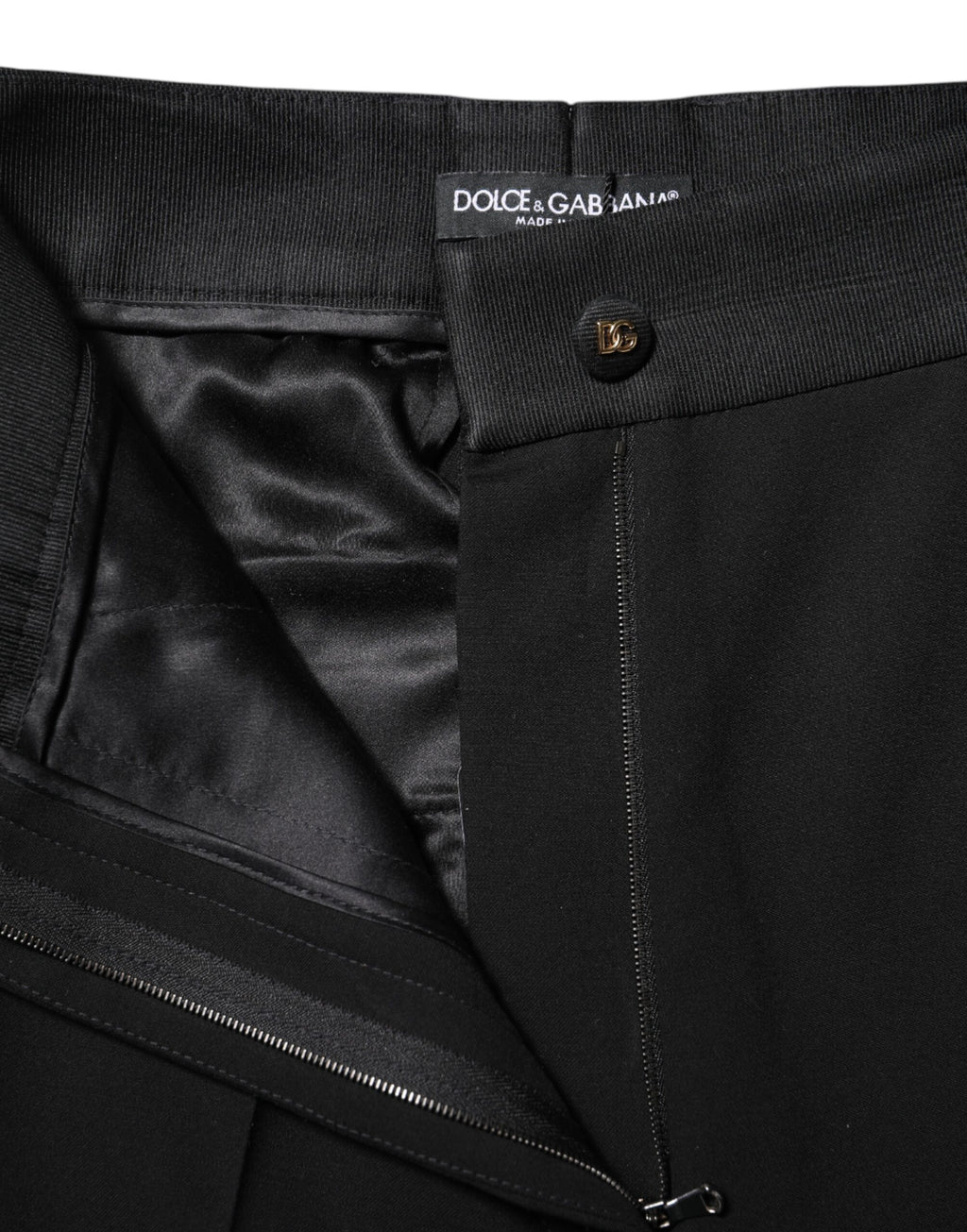 Dolce &amp; Gabbana Black Wool High Waist Skinny Pants