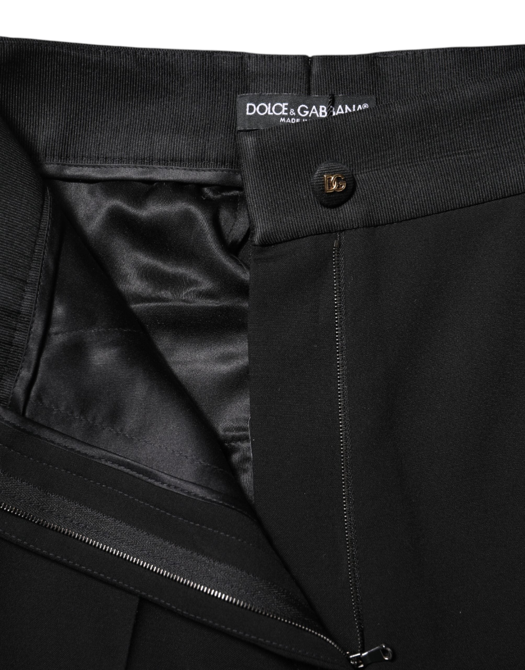Dolce &amp; Gabbana Black Wool High Waist Skinny Pants