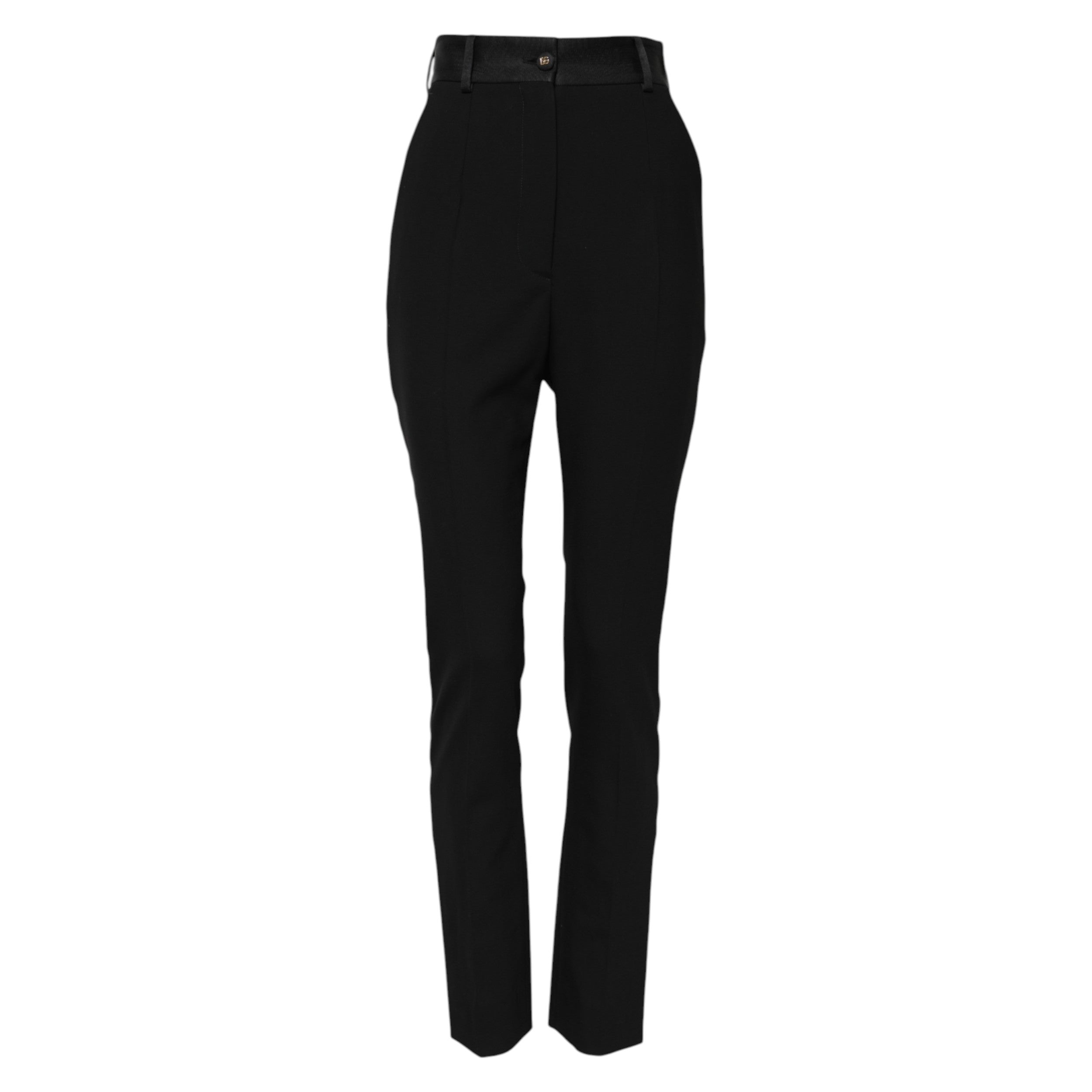 Dolce &amp; Gabbana Black Wool High Waist Skinny Pants