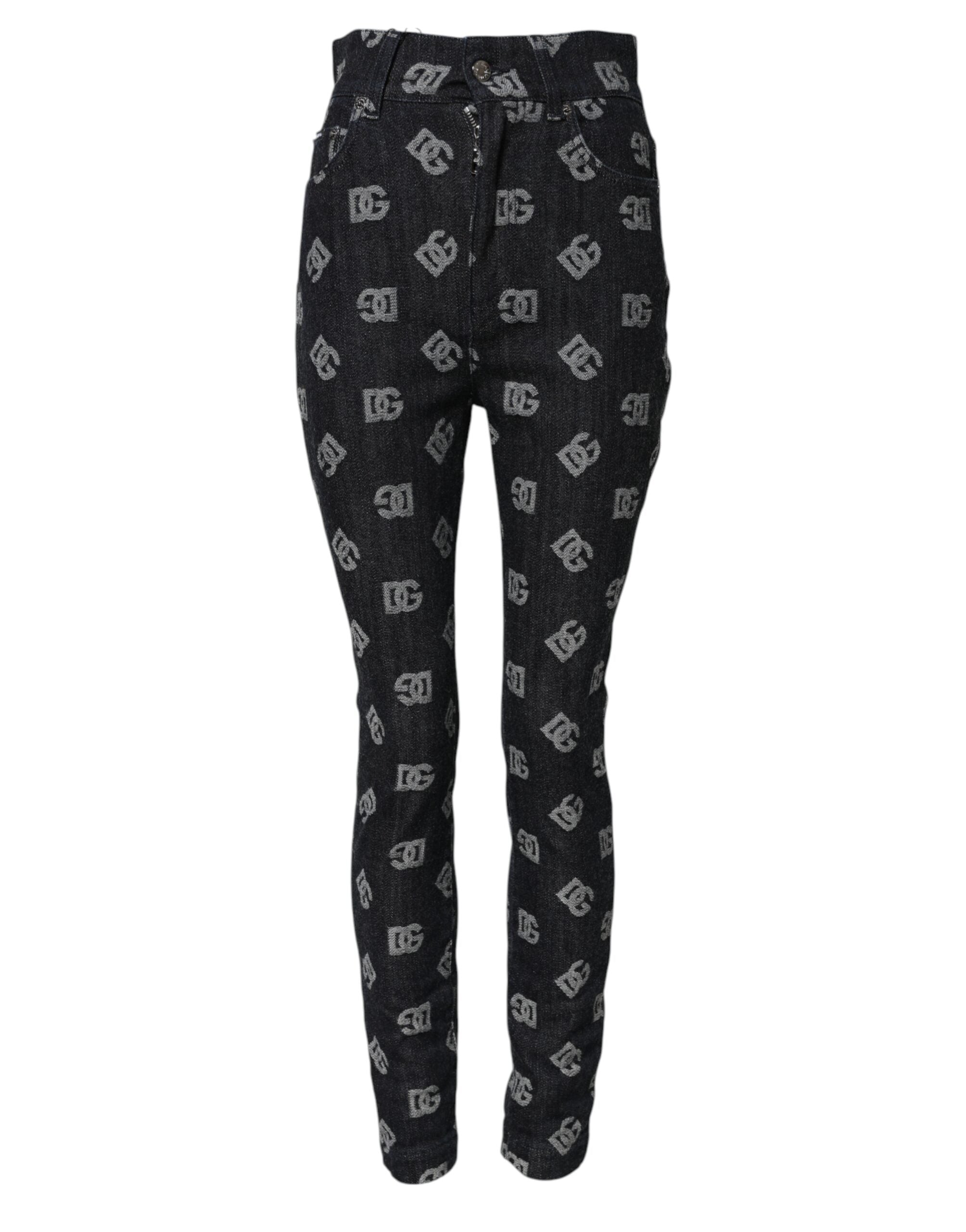 Dolce &amp; Gabbana Black DG Logo High Waist Skinny Denim Jeans