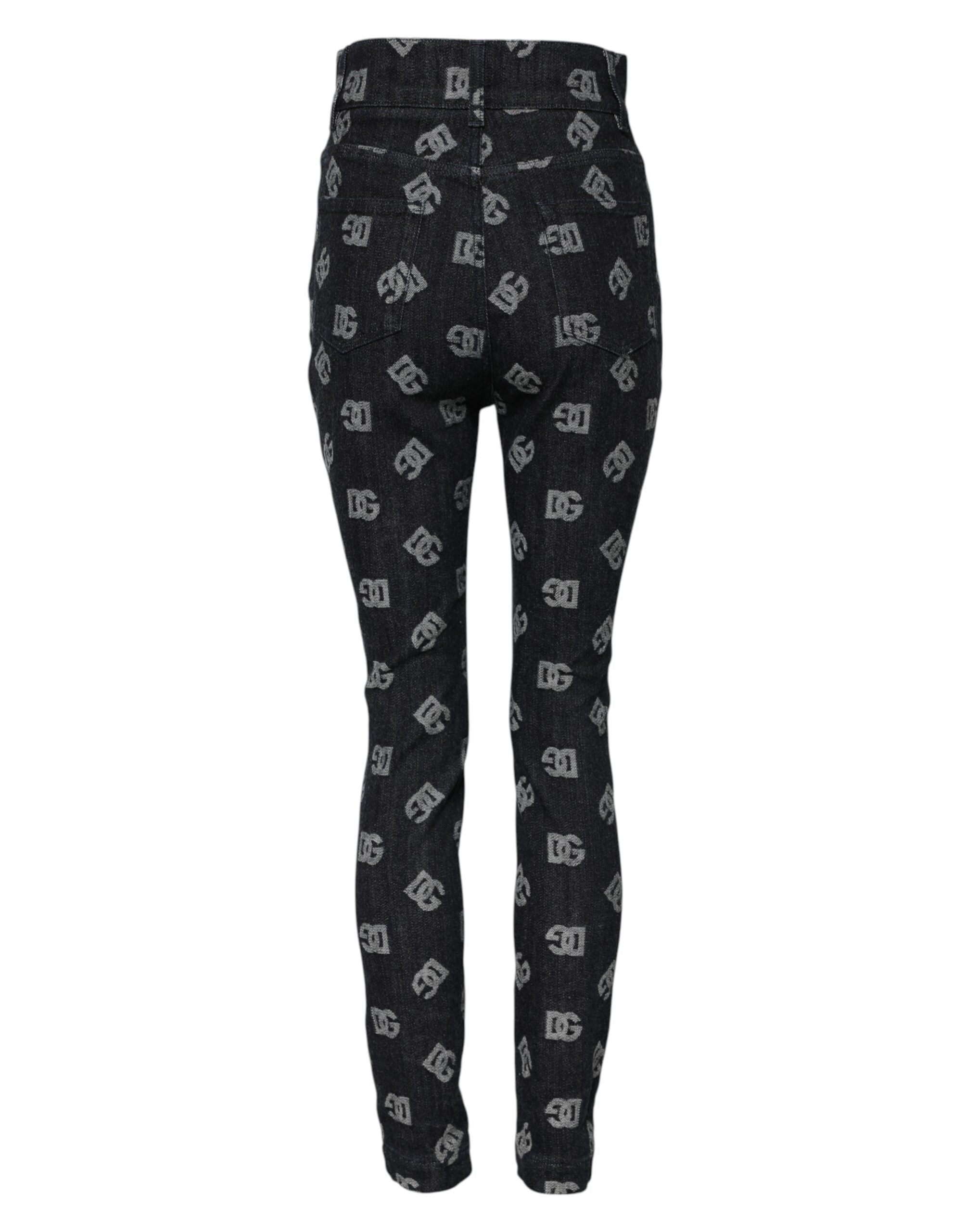 Dolce &amp; Gabbana Black DG Logo High Waist Skinny Denim Jeans