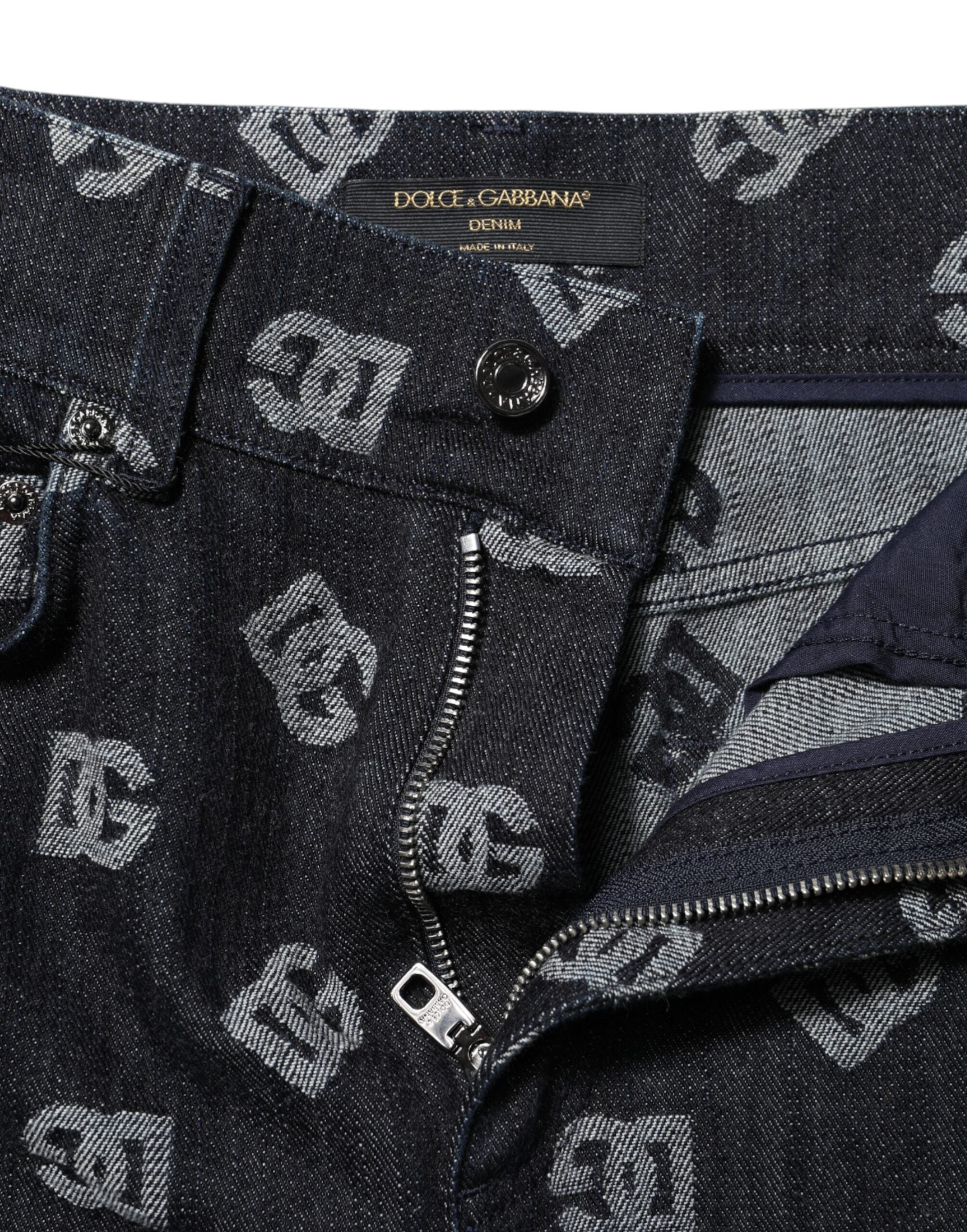 Dolce &amp; Gabbana Black DG Logo High Waist Skinny Denim Jeans