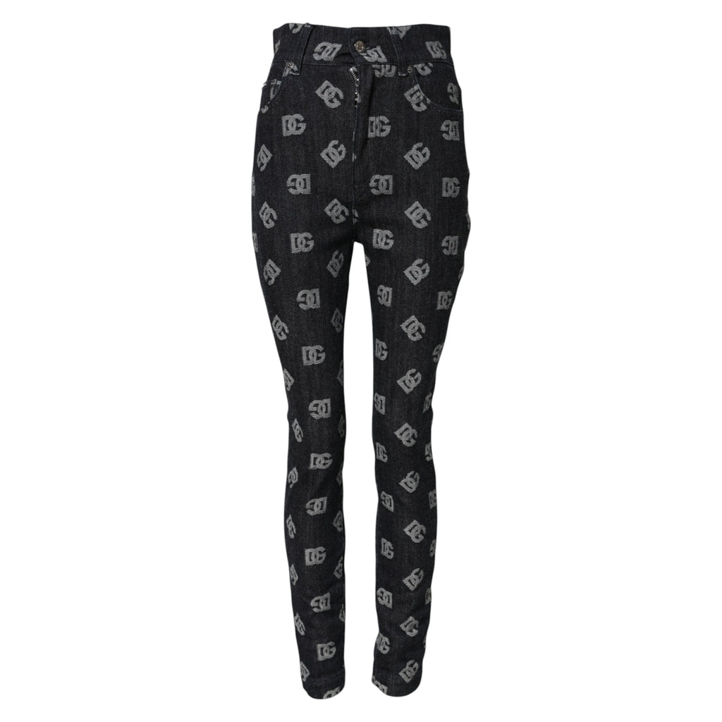 Dolce &amp; Gabbana Black DG Logo High Waist Skinny Denim Jeans
