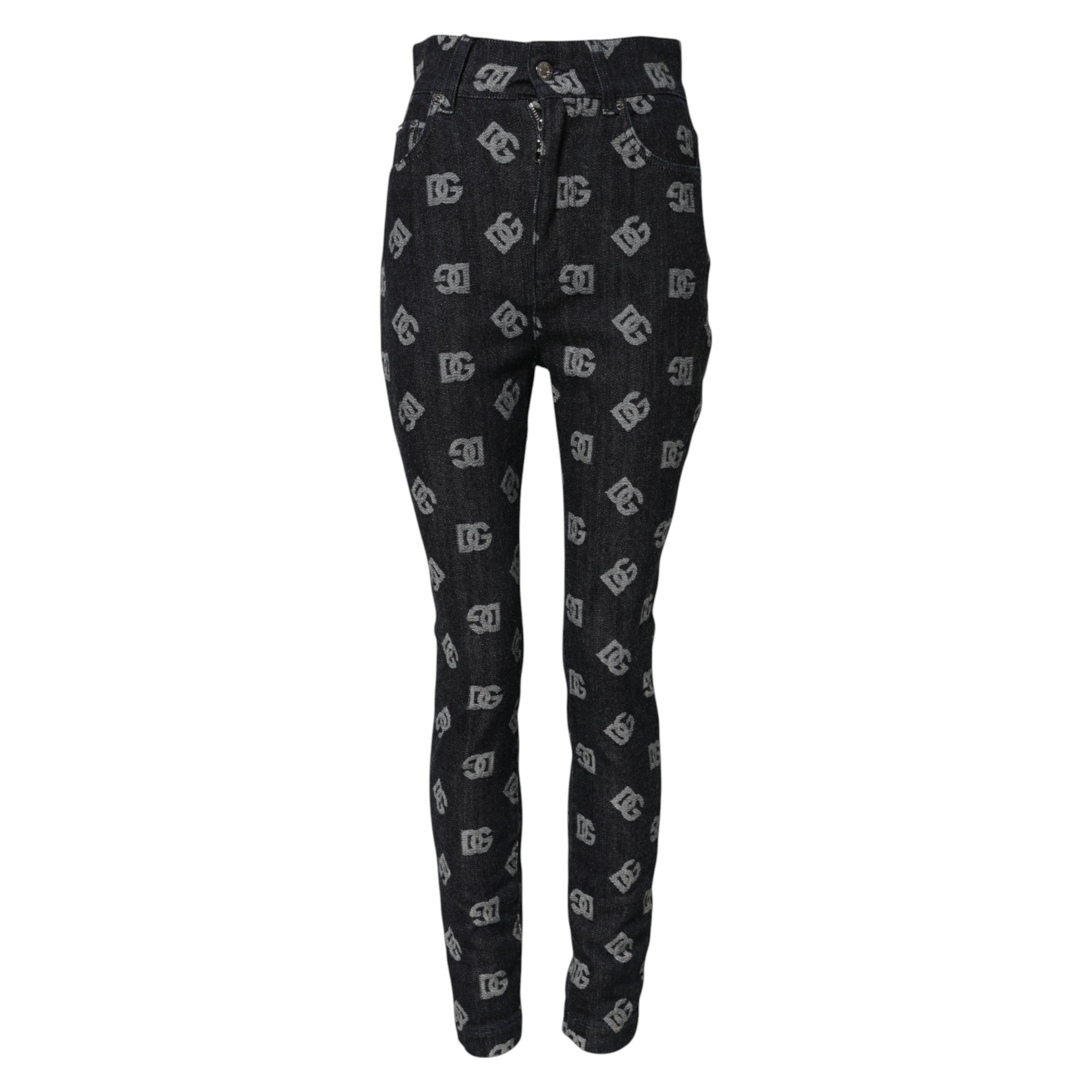 Dolce &amp; Gabbana Black DG Logo High Waist Skinny Denim Jeans