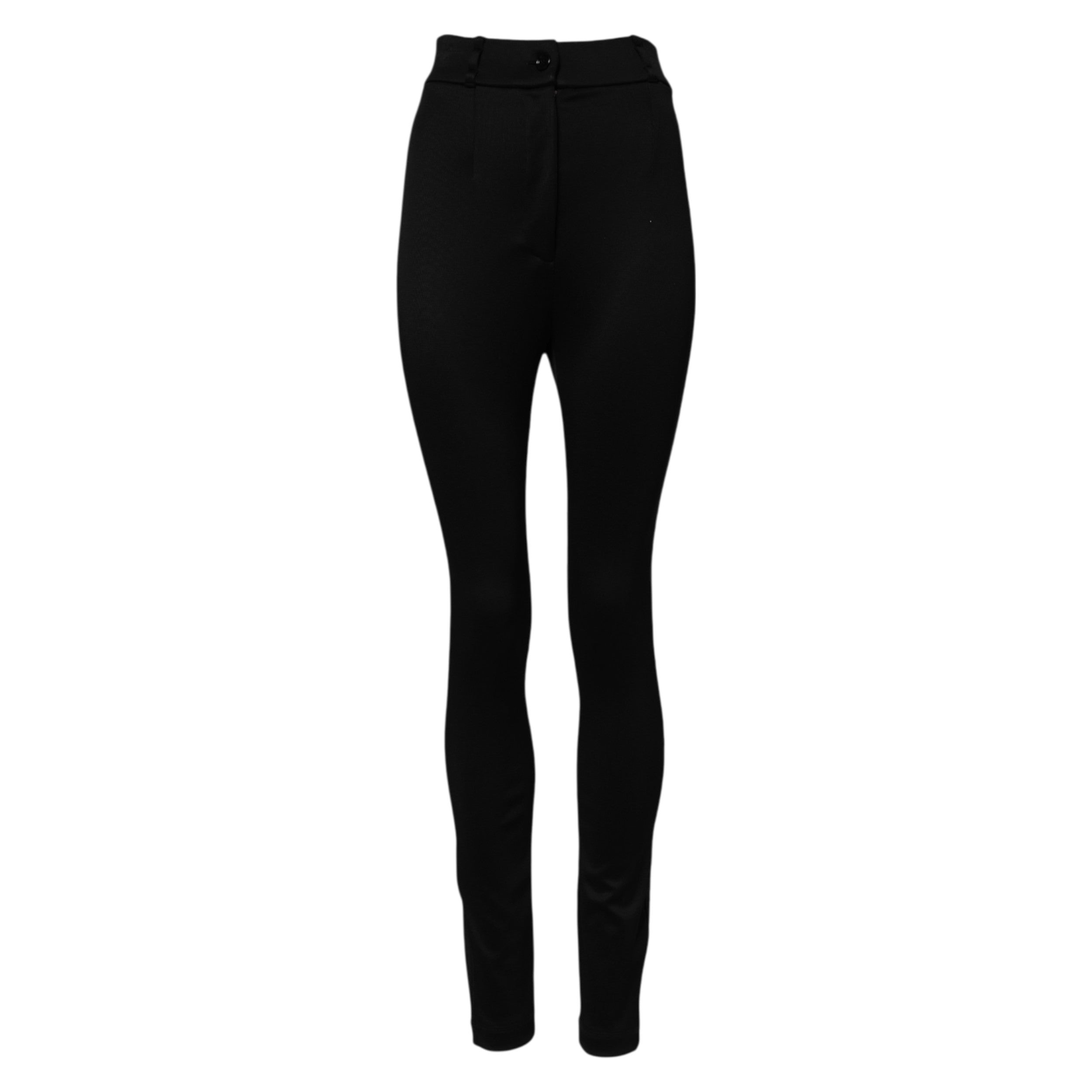 Dolce &amp; Gabbana Black Nylon High Waist Skinny Leggings Pants