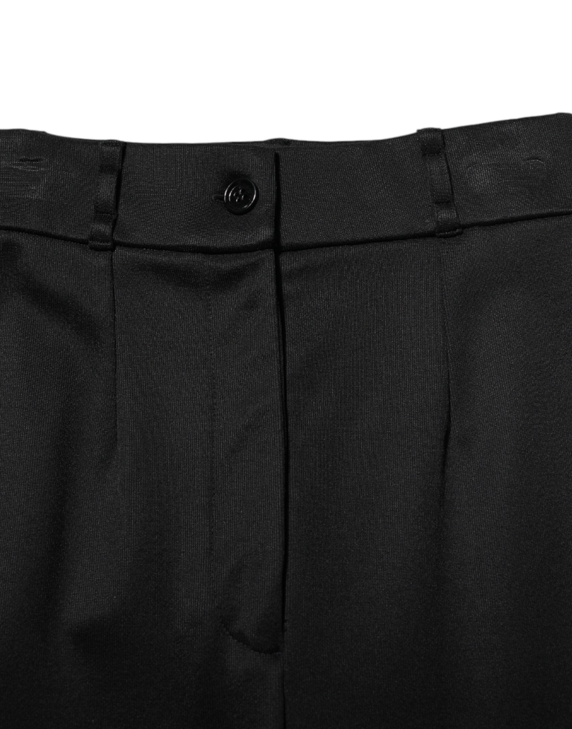 Dolce &amp; Gabbana Black Nylon High Waist Skinny Leggings Pants