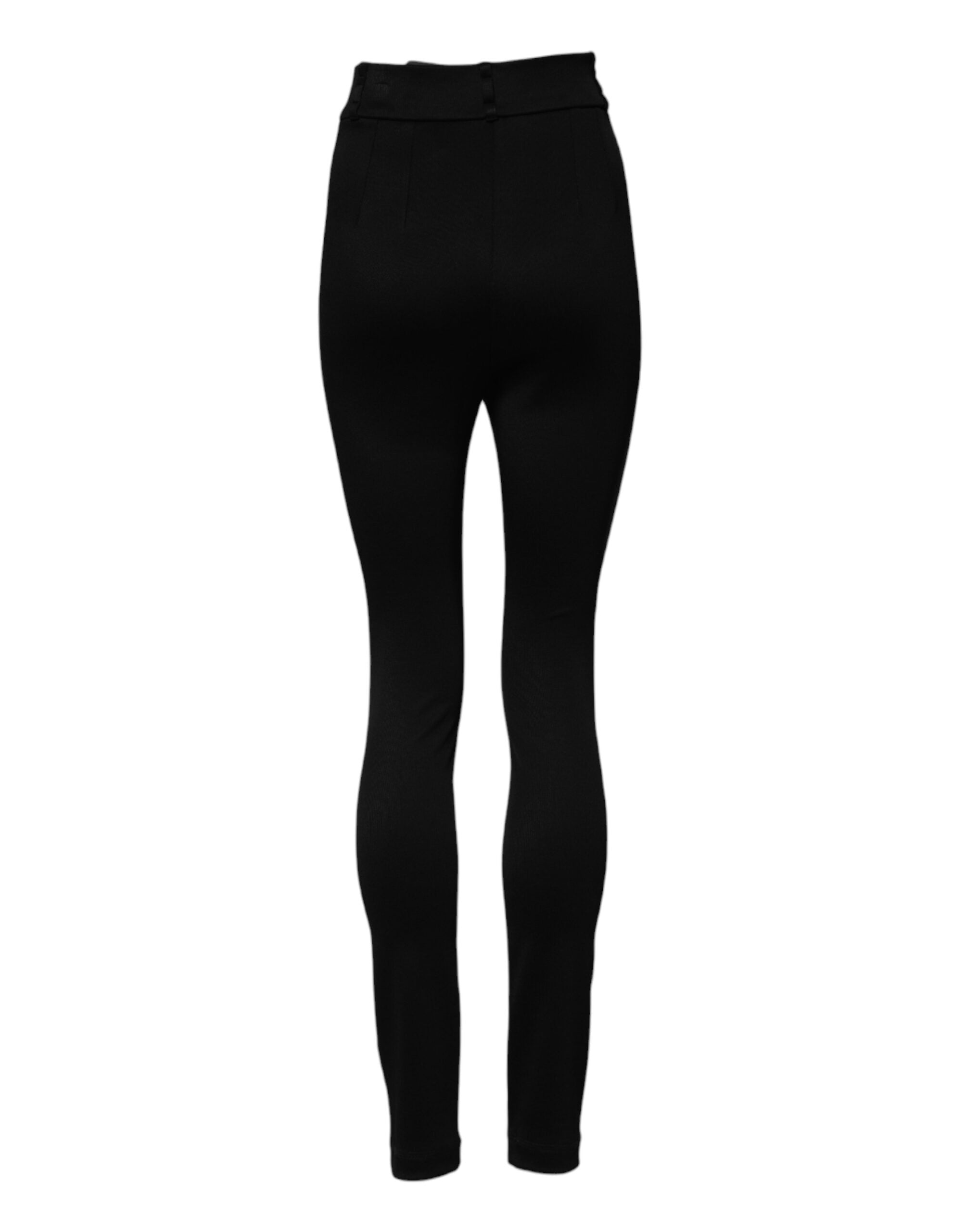 Dolce &amp; Gabbana Black Nylon High Waist Skinny Leggings Pants