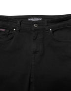 Dolce &amp; Gabbana Black Cotton Skinny Mid Waist Denim Jeans