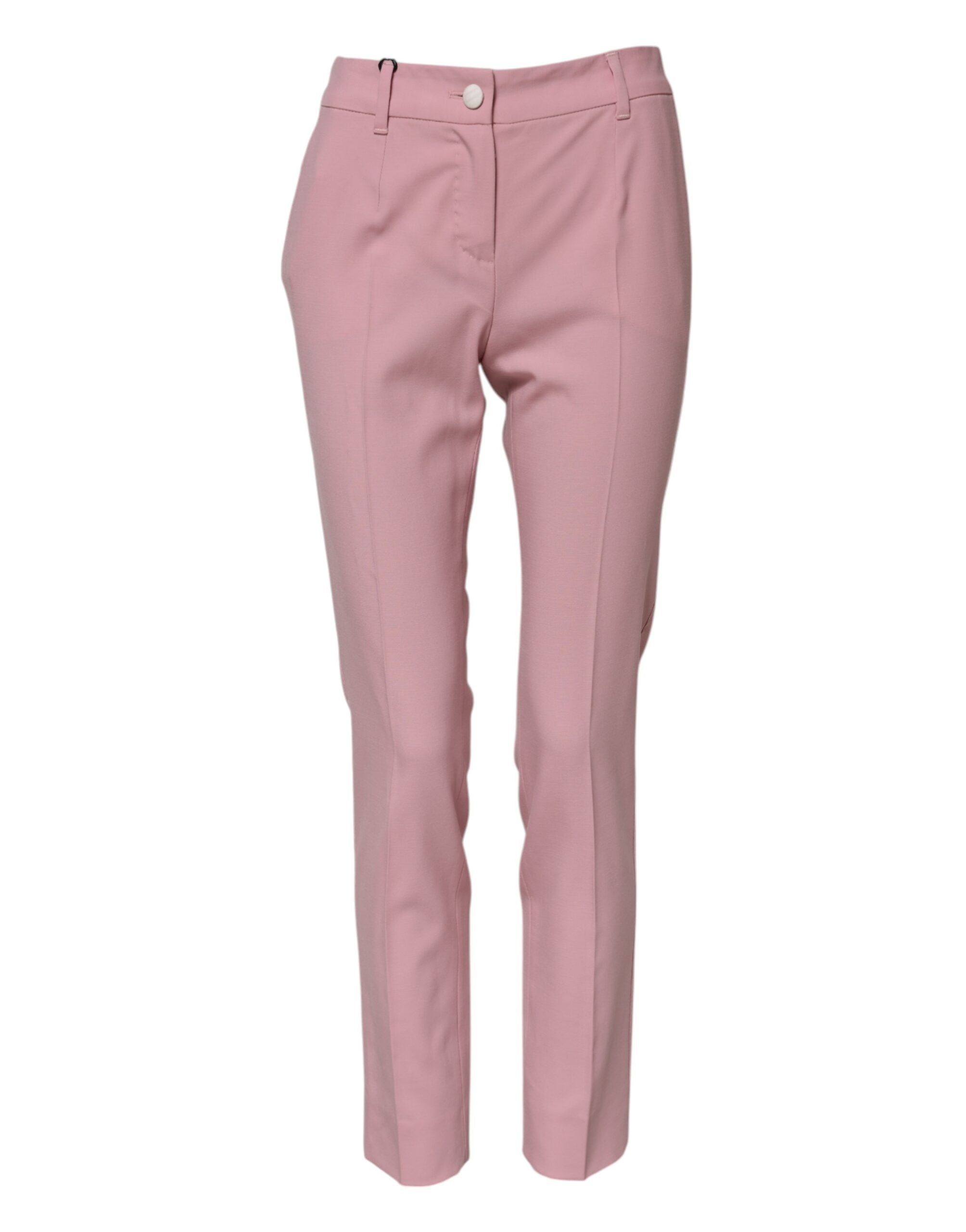 Dolce &amp; Gabbana Pink Wool High Waist Tapered Pants