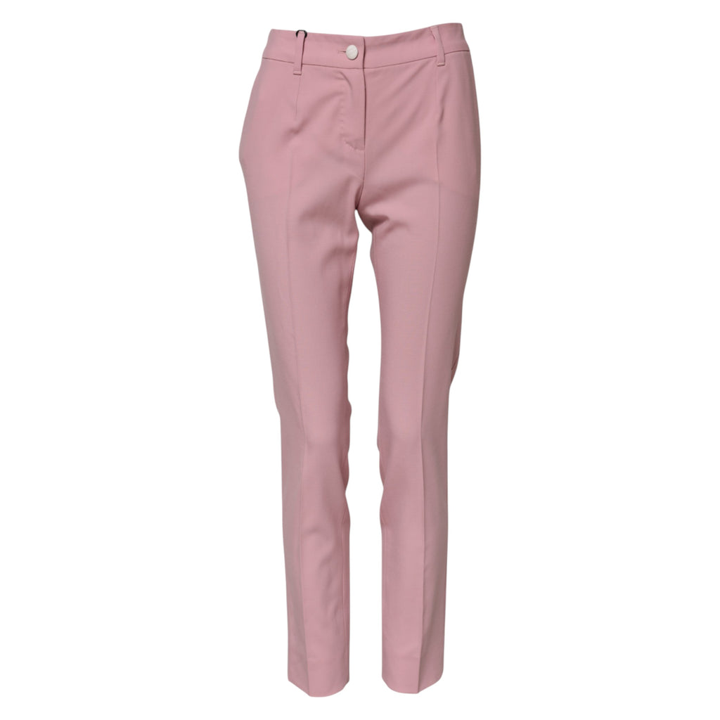 Dolce &amp; Gabbana Pink Wool High Waist Tapered Pants