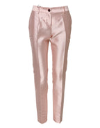 Dolce &amp; Gabbana Pink Satin High Waist Tapered Pants