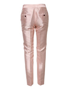Dolce &amp; Gabbana Pink Satin High Waist Tapered Pants