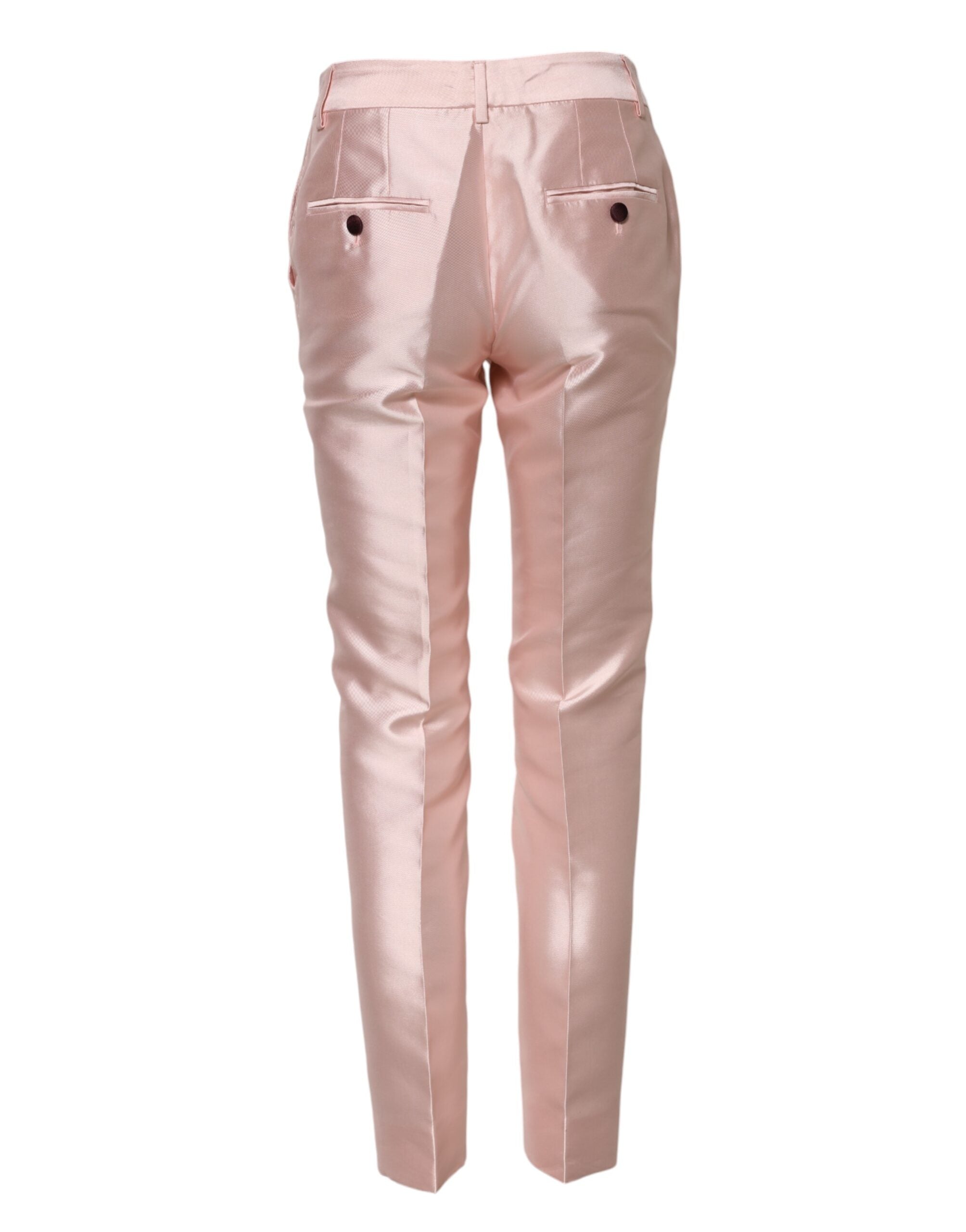 Dolce &amp; Gabbana Pink Satin High Waist Tapered Pants