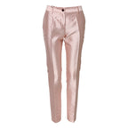 Dolce &amp; Gabbana Pink Satin High Waist Tapered Pants