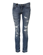 Dolce &amp; Gabbana Blue PRETTY Tattered Skinny Denim Jeans 