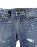 Dolce &amp; Gabbana Blue PRETTY Tattered Skinny Denim Jeans 