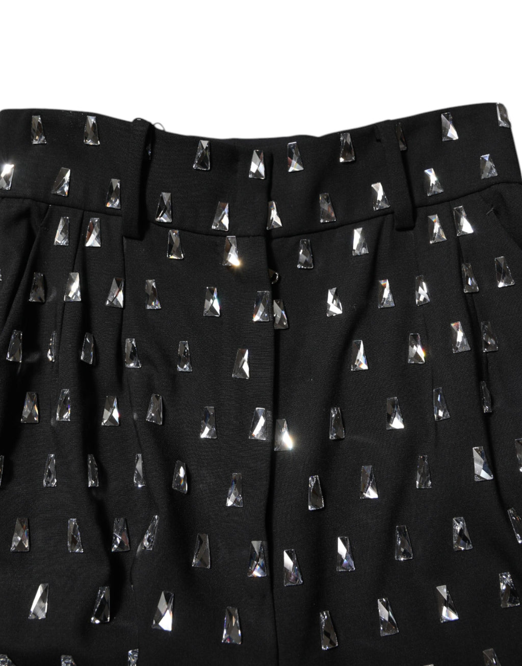 Dolce &amp; Gabbana Black Crystal Embellished Wide Leg Pants