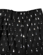Dolce &amp; Gabbana Black Crystal Embellished Wide Leg Pants