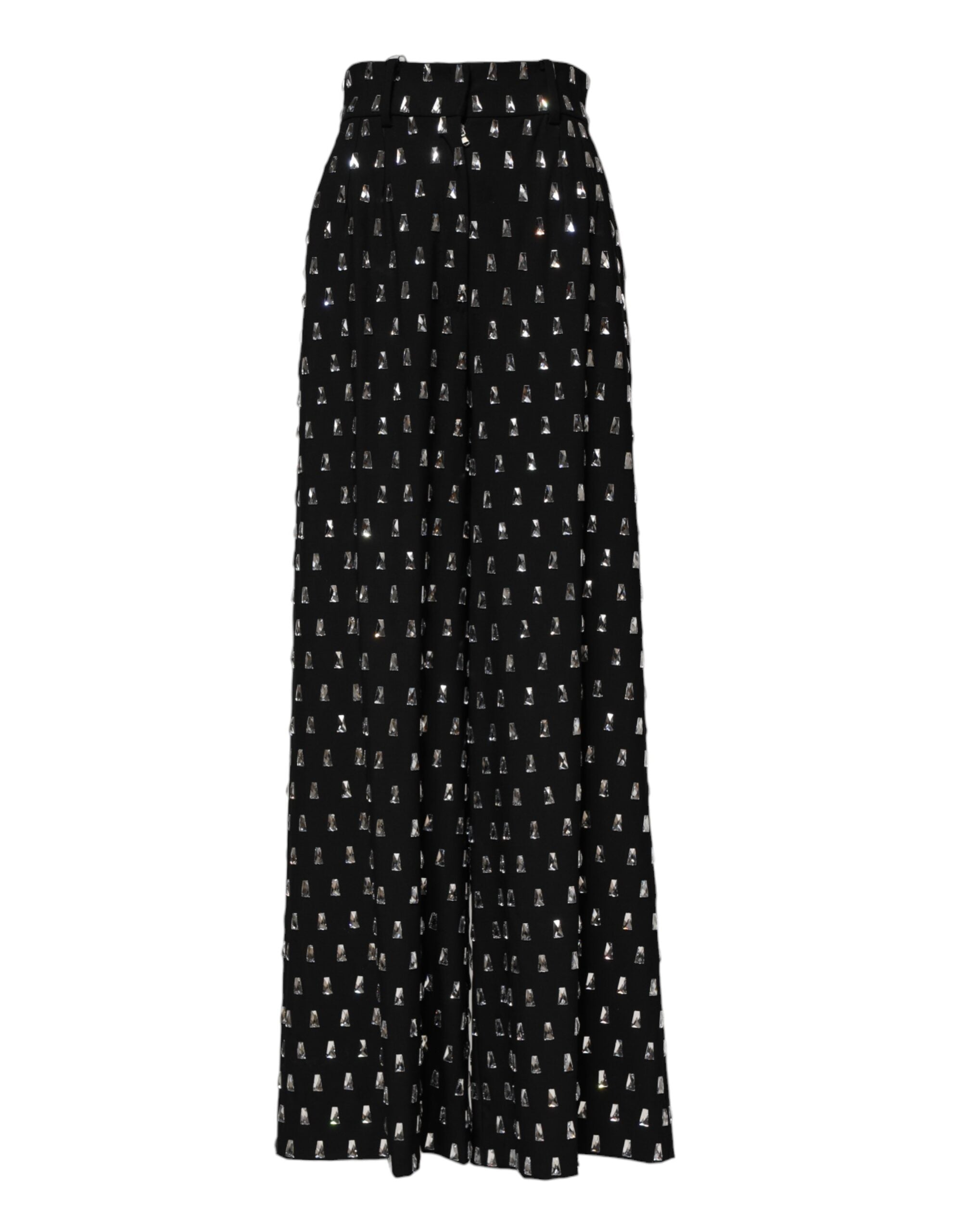 Dolce &amp; Gabbana Black Crystal Embellished Wide Leg Pants