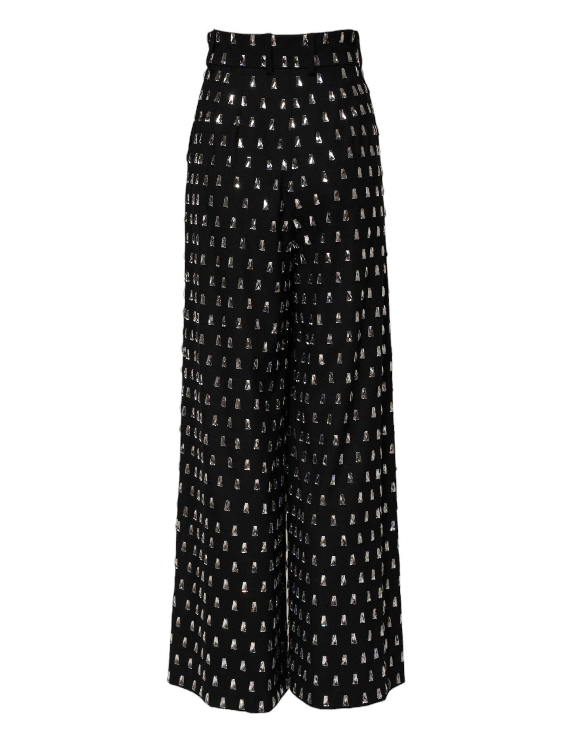 Dolce &amp; Gabbana Black Crystal Embellished Wide Leg Pants