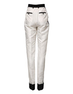 Dolce &amp; Gabbana White High Waist Straight Dress Trouser Pants