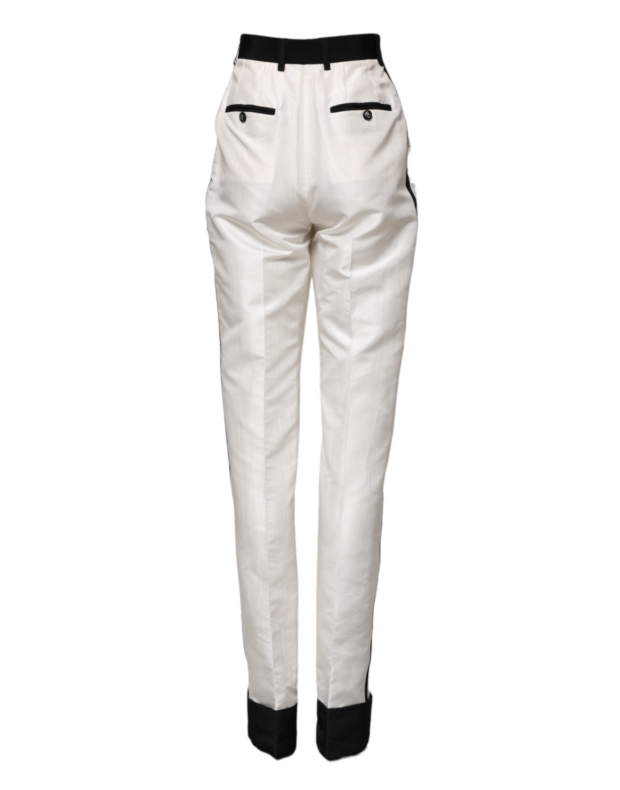 Dolce &amp; Gabbana White High Waist Straight Dress Trouser Pants