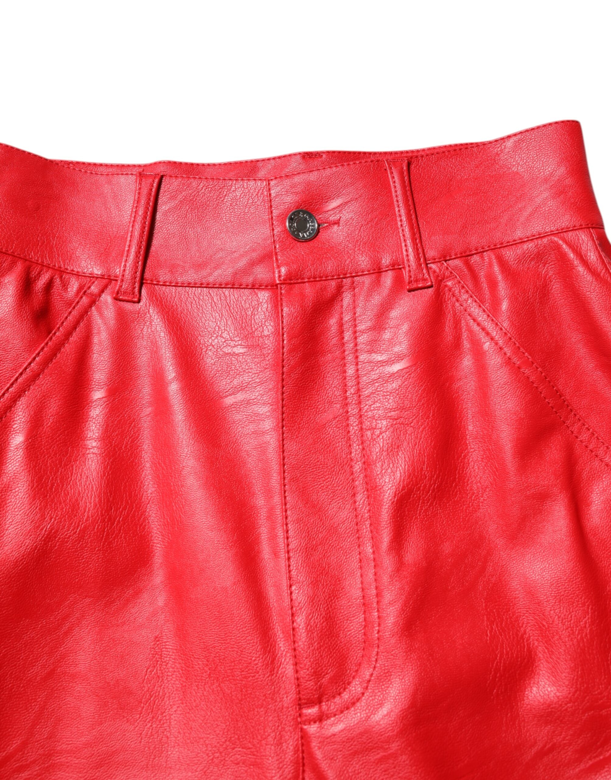 Dolce &amp; Gabbana Red Viscose High Waist Tapered Trouser Pants
