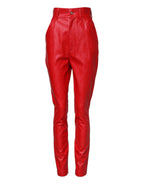 Dolce &amp; Gabbana Red Viscose High Waist Tapered Trouser Pants