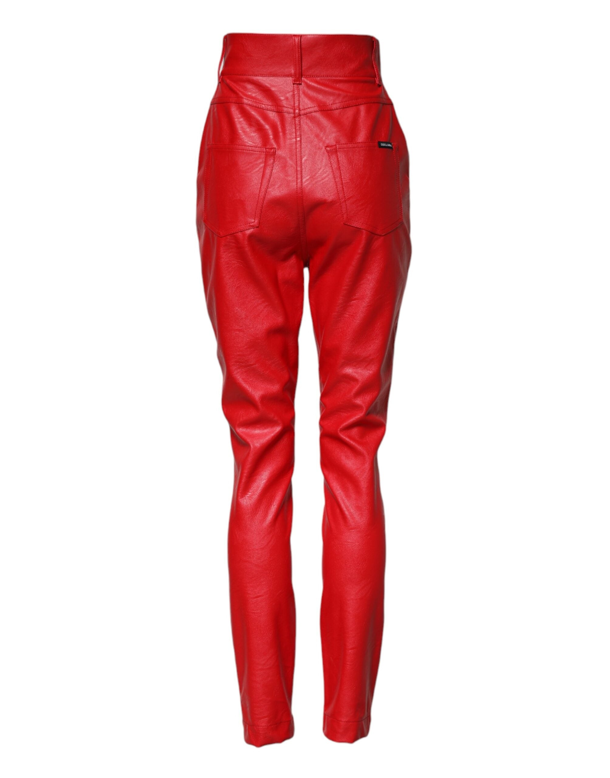 Dolce &amp; Gabbana Red Viscose High Waist Tapered Trouser Pants
