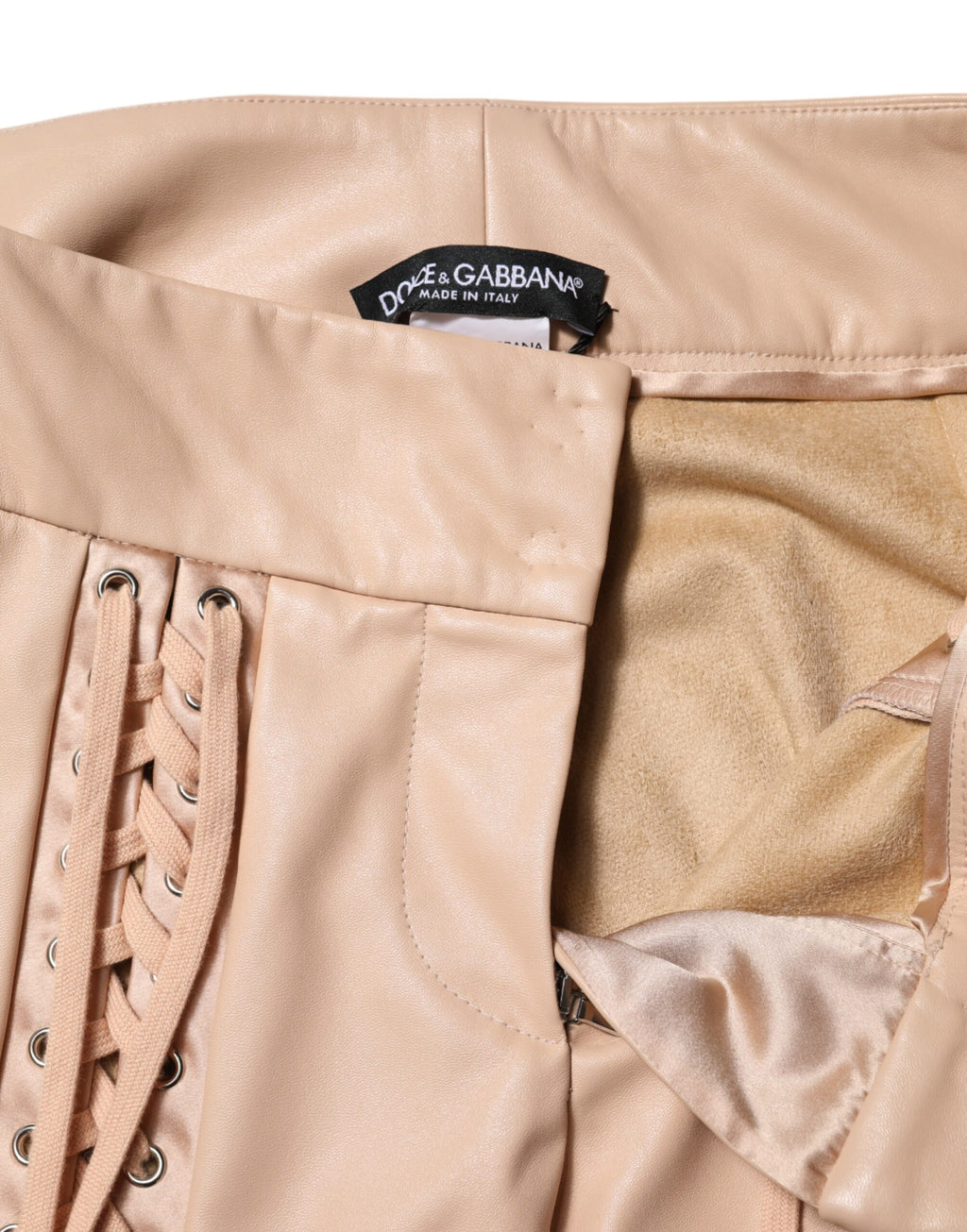 Dolce &amp; Gabbana Beige Lace Details Mid Waist Skinny Pants