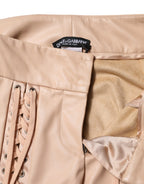 Dolce &amp; Gabbana Beige Lace Details Mid Waist Skinny Pants