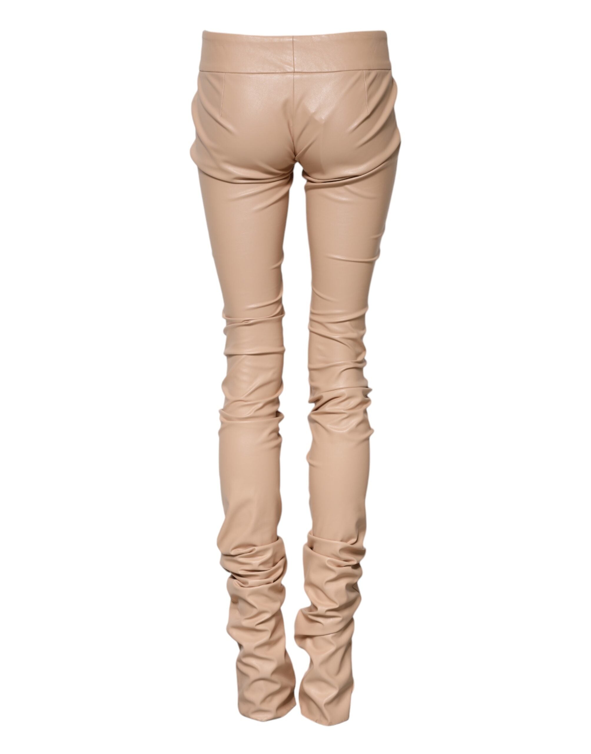 Dolce &amp; Gabbana Beige Lace Details Mid Waist Skinny Pants