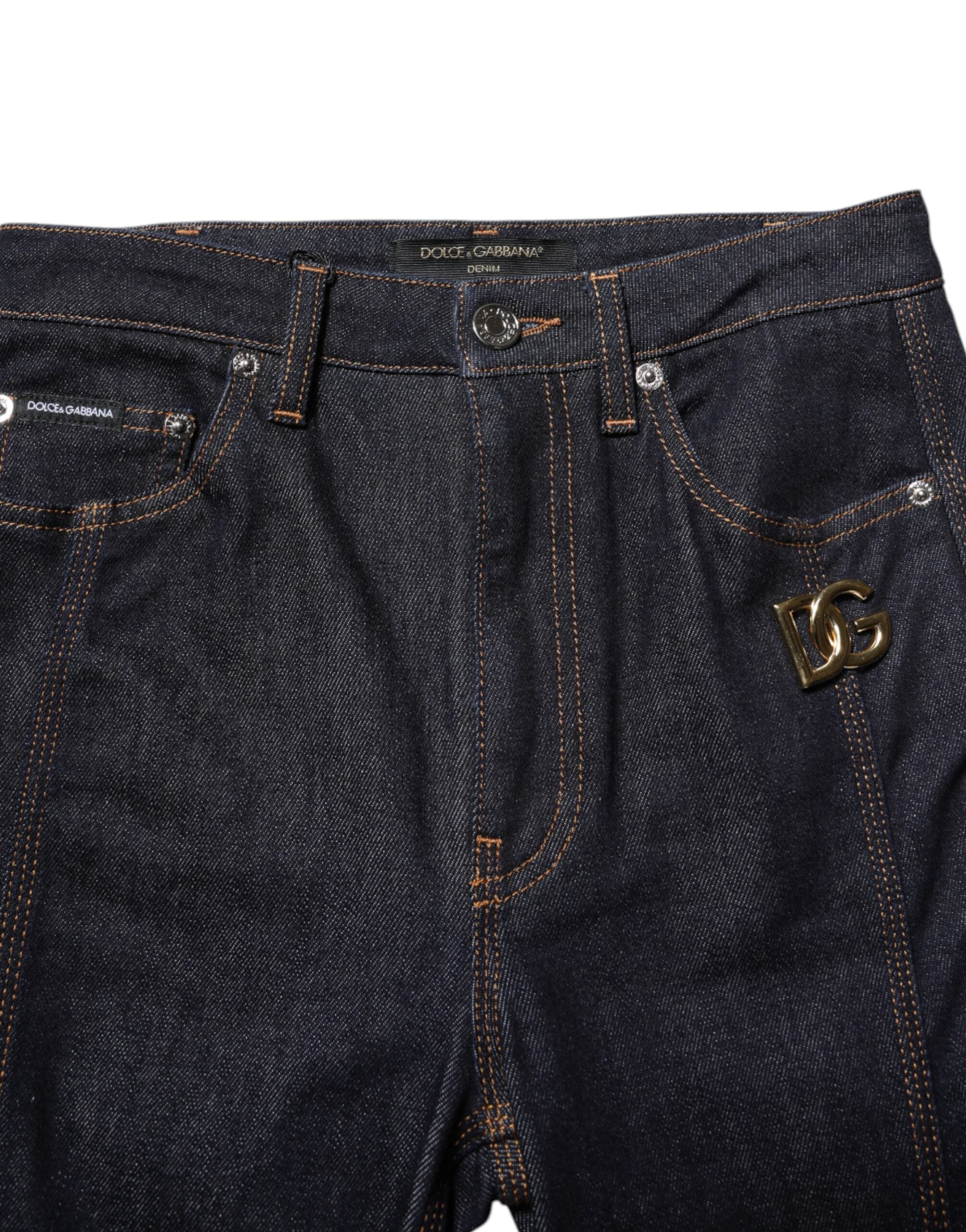 Dolce &amp; Gabbana Black Cotton Mid Waist Bootcut Denim Jeans 