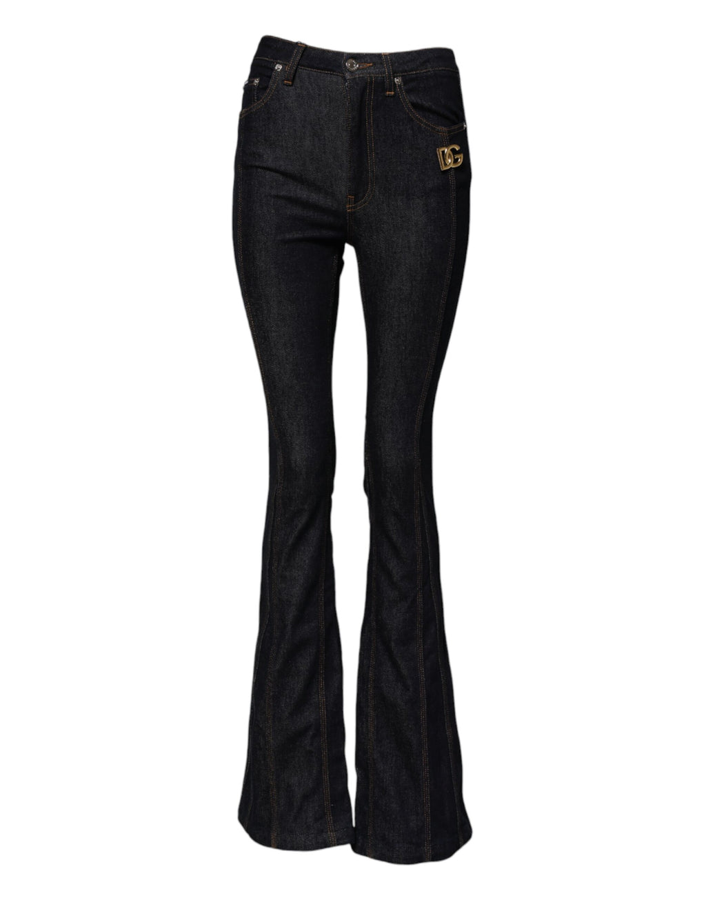 Dolce &amp; Gabbana Black Cotton Mid Waist Bootcut Denim Jeans 