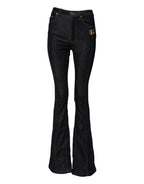 Dolce &amp; Gabbana Black Cotton Mid Waist Bootcut Denim Jeans 