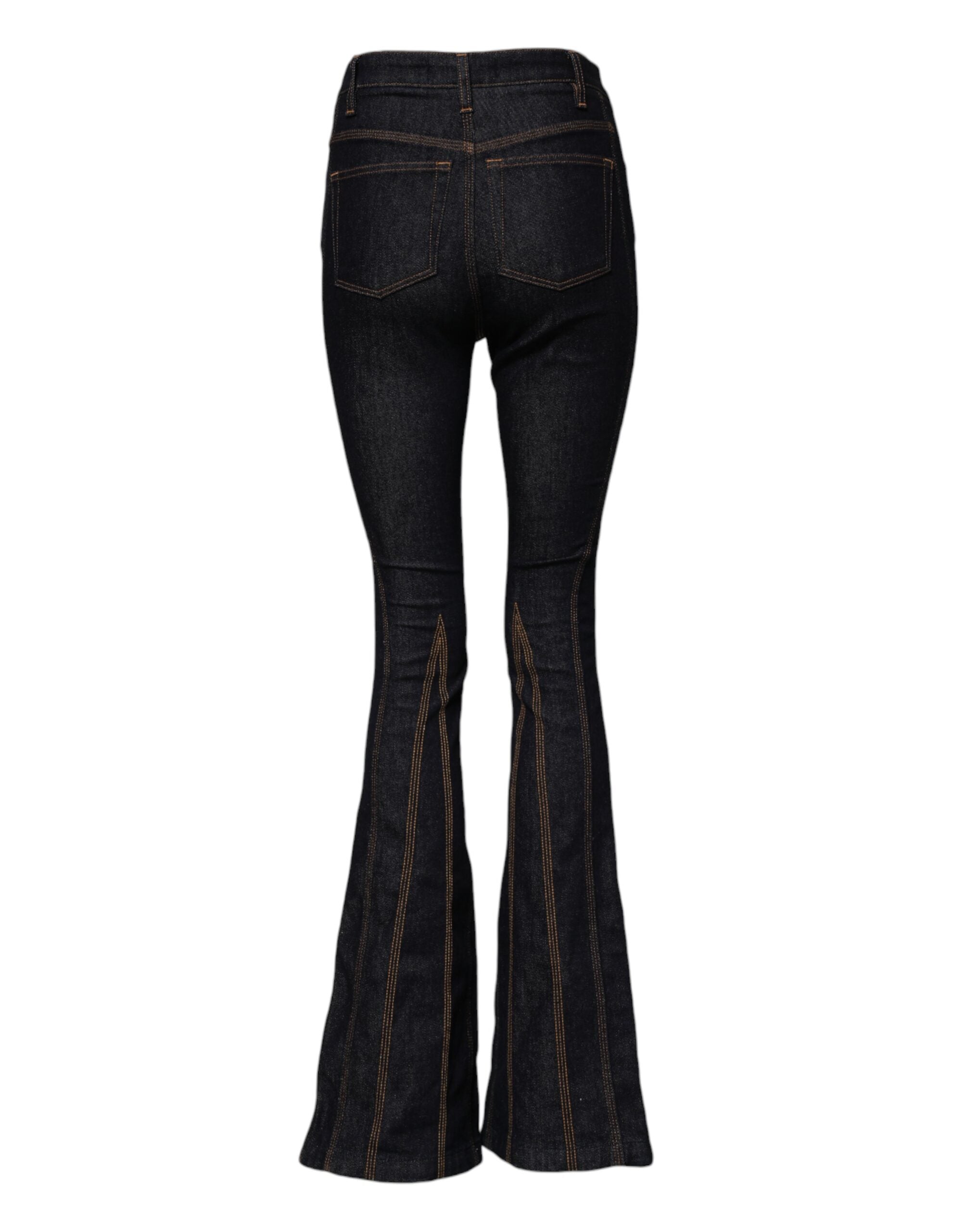 Dolce &amp; Gabbana Black Cotton Mid Waist Bootcut Denim Jeans 