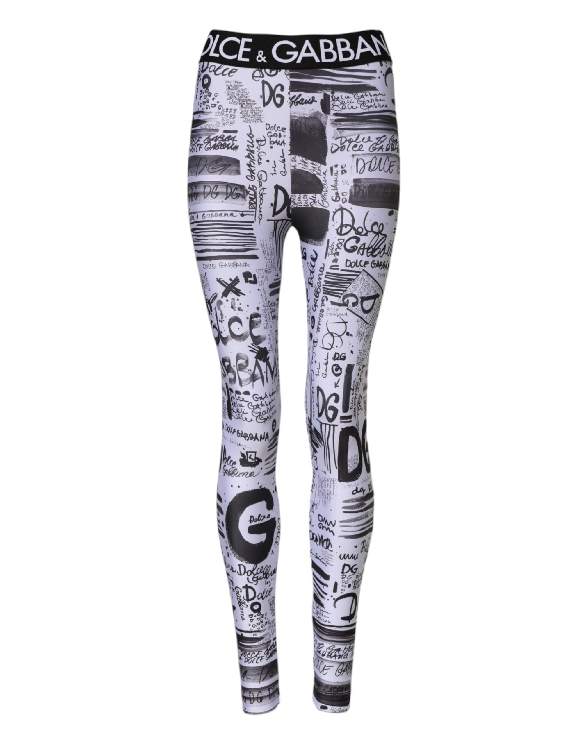 Dolce &amp; Gabbana White Graphic HighWaist Skinny Leggings Pants