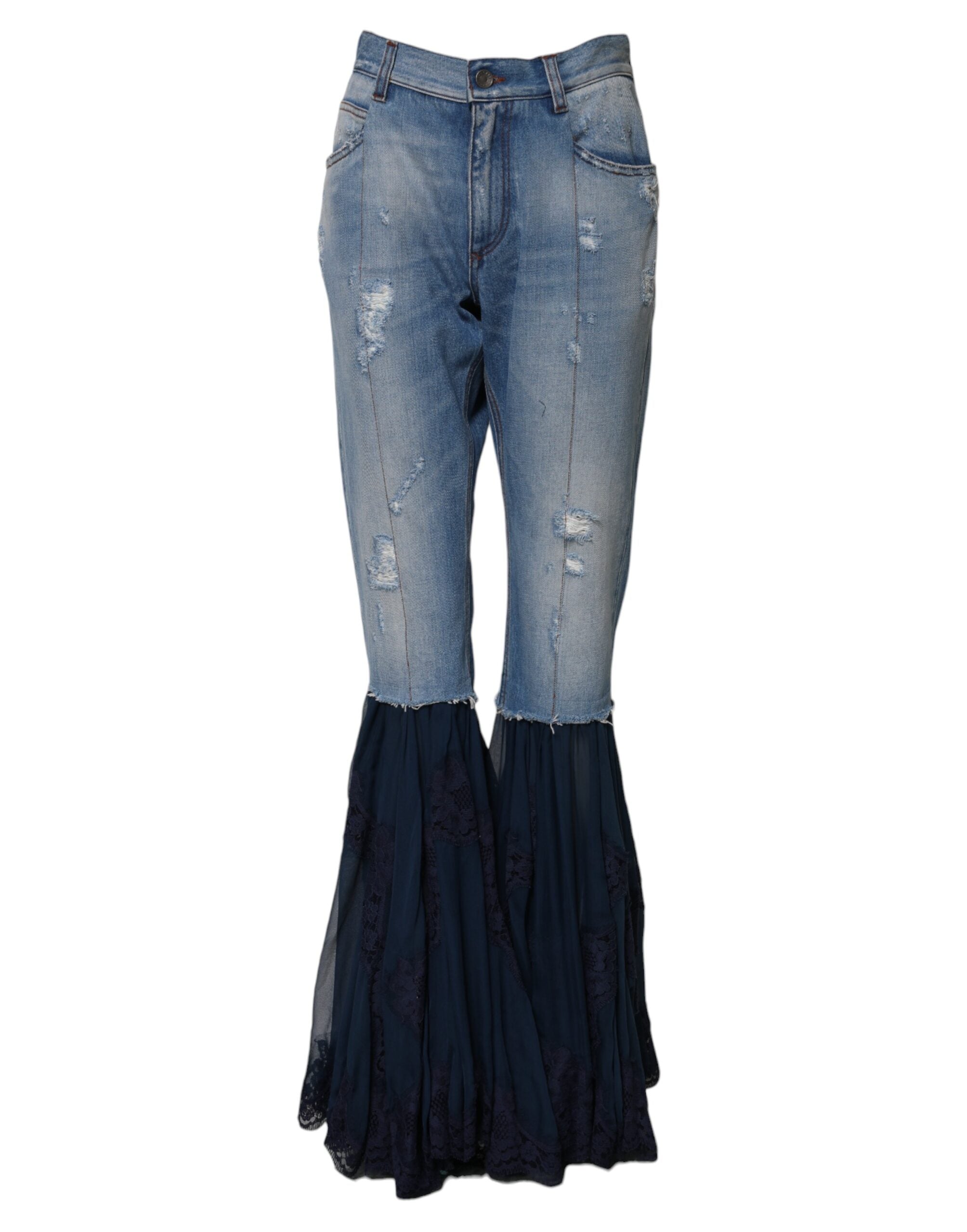 Dolce &amp; Gabbana Blue Cotton High Waist Flared Denim Jeans 