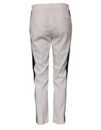 Dolce &amp; Gabbana White Wool Mid Waist Tapered Trouser Pants 
