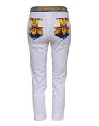 Dolce &amp; Gabbana White Cotton Mid Waist Tapered Trouser Pants 