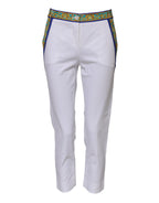 Dolce &amp; Gabbana White Cotton Mid Waist Tapered Trouser Pants 