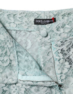 Dolce &amp; Gabbana Mint Green Cotton Floral Lace Trousers Pants 