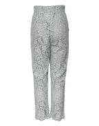 Dolce &amp; Gabbana Mint Green Cotton Floral Lace Trousers Pants 