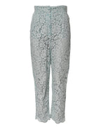 Dolce &amp; Gabbana Mint Green Cotton Floral Lace Trousers Pants 