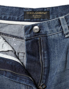 Dolce &amp; Gabbana Blue Cotton High Waist Wide Leg Denim Jeans 