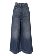 Dolce &amp; Gabbana Blue Cotton High Waist Wide Leg Denim Jeans 