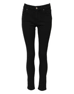 Dolce &amp; Gabbana Black Cotton Logo Skinny MidWaist Denim Jeans 