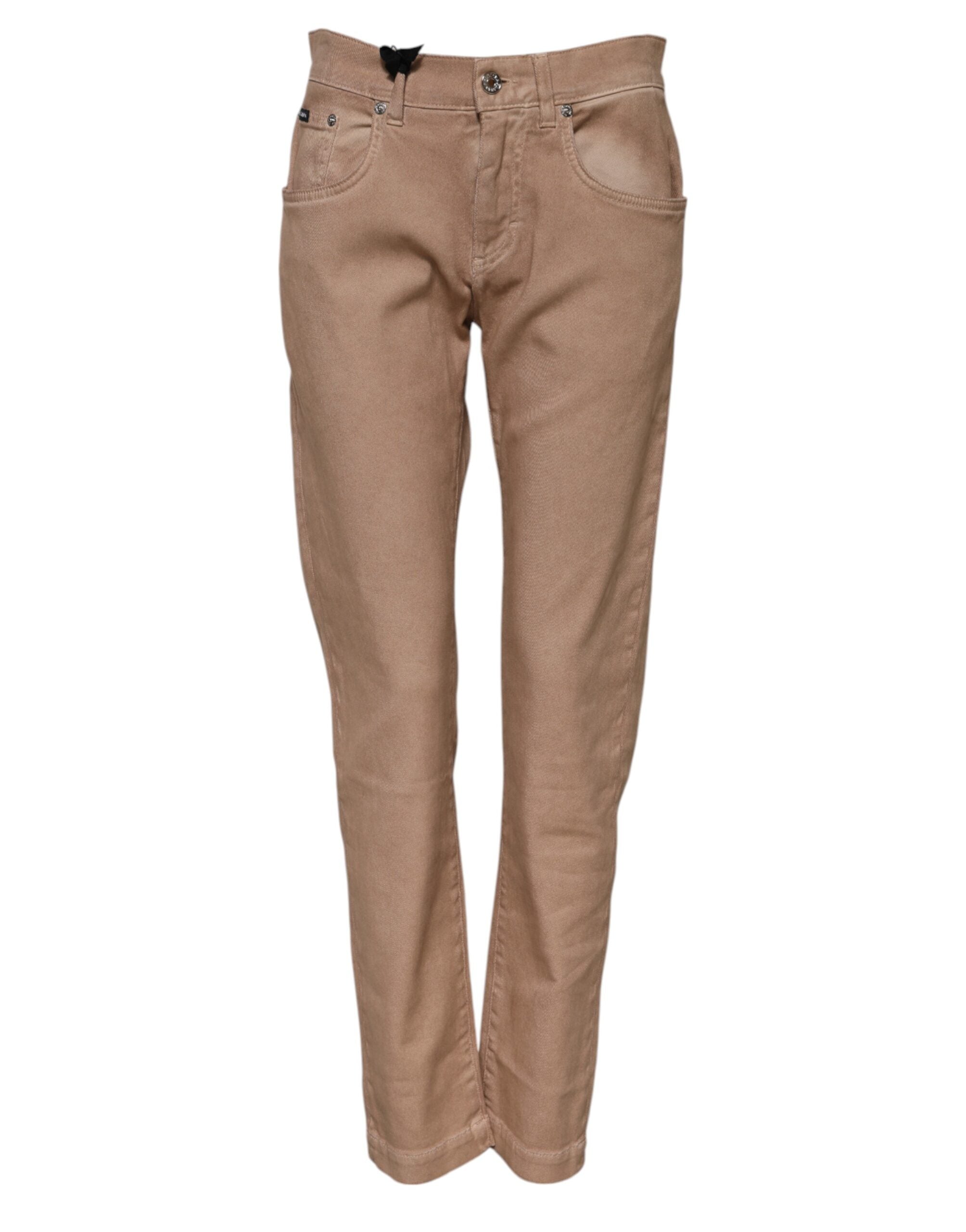 Dolce &amp; Gabbana Brown Cotton Boyfriend Denim Trousers Jeans 