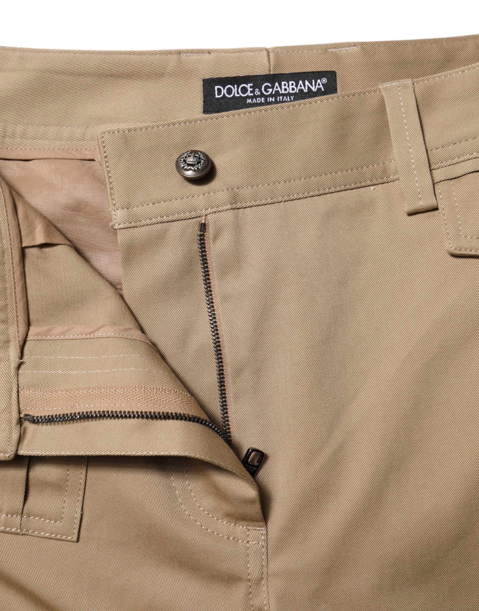 Dolce &amp; Gabbana Beige Mid Waist Cargo Tapered Pants 