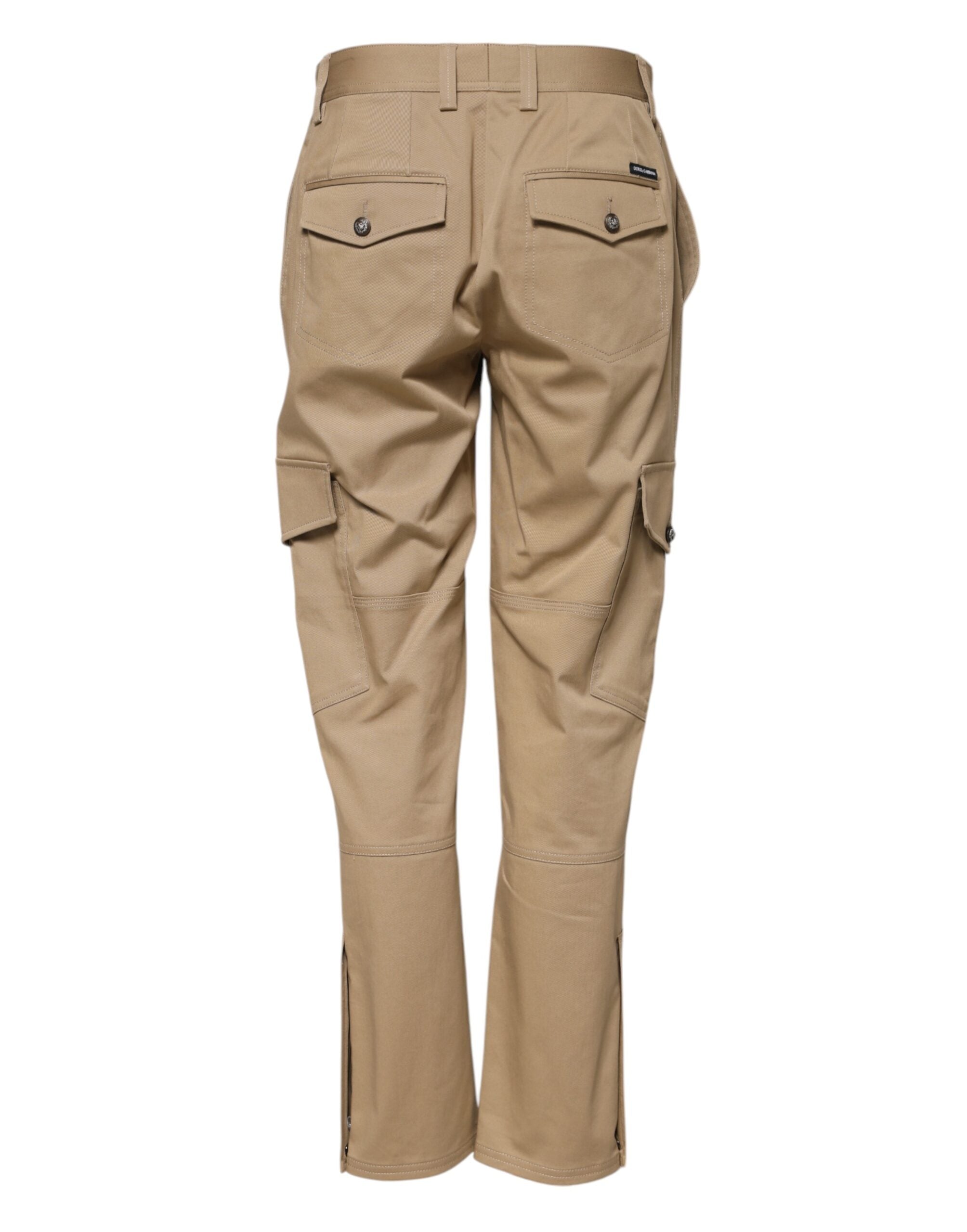 Dolce &amp; Gabbana Beige Mid Waist Cargo Tapered Pants 